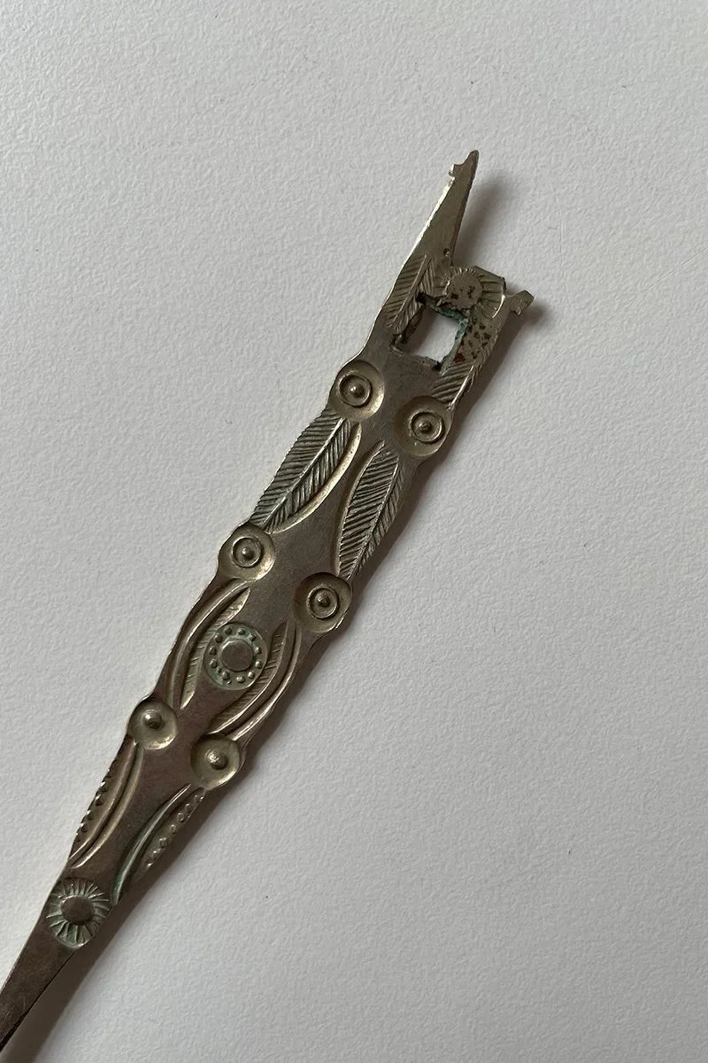 Handmade Bolivian antique folk art engraved tea spoon